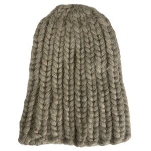 Kids Chunky Knit Handmade Beanie Wool Hat Toque in Oatmeal One Size